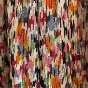 Maison d’ Amelie Smocked Mock Neck L/S Metallic Confetti Tie Front Blouse Top XS
